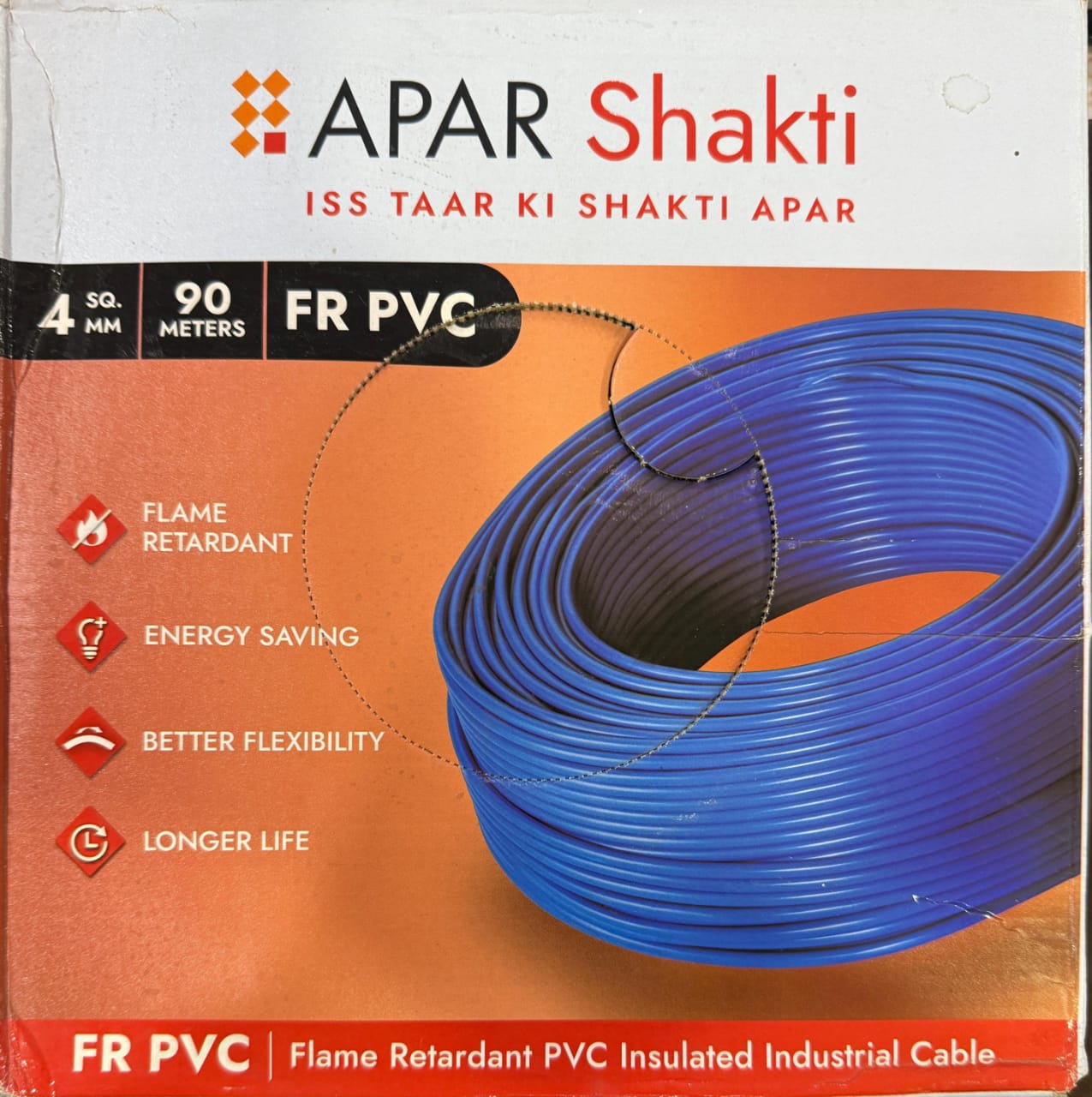 APAR shakti EBXL HR FR PVC Wire 90m [4.00 sq. mm, Red]